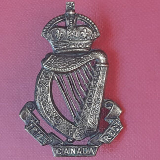 (Canada) The Irish Regiment Of Canada - King's Crown Blackened Brass Cap Badge.