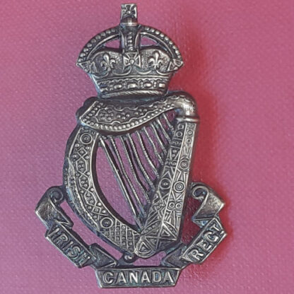 (Canada) The Irish Regiment Of Canada - King's Crown Blackened Brass Cap Badge.