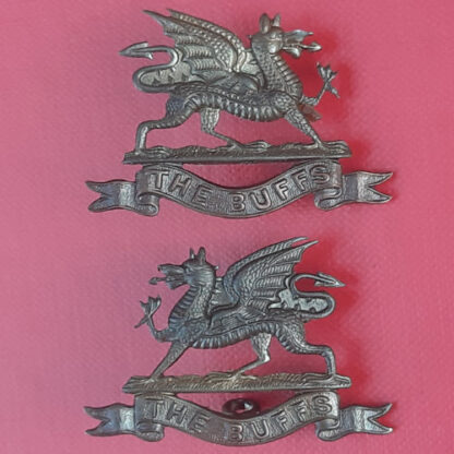 The East Kent Regiment (The Buffs) - Officer's Service Dress Bronzed Collar Badges. - Image 2