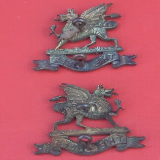 The East Kent Regiment (The Buffs) - Officer's Service Dress Bronzed Collar Badges.