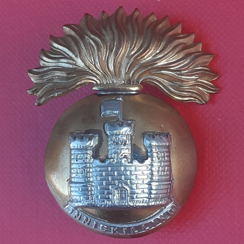 The Inniskilling Fusiliers - "Flag Facing Left" Bi Metal  Cap Badge.