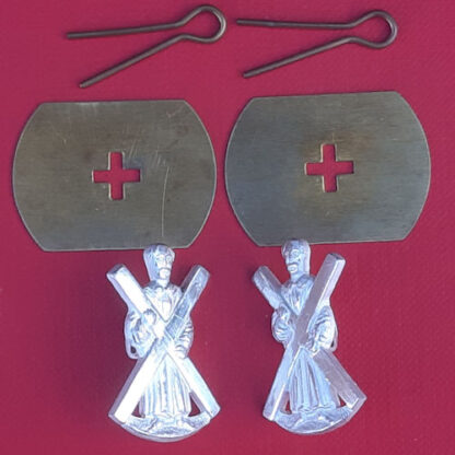 The Royal Highland Regiment (The Black Watch) - Officer's & S.N.C.O's Silver Plate Collar Badges.