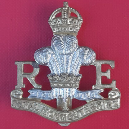 The Royal Monmouthshire Royal Engineers Militia - King's Crown Bi Metal Cap Badge.
