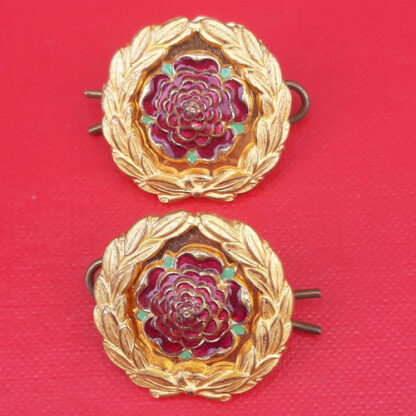 The Royal Hampshire Regiment - Officer's Gilt & Enamelled Collar Badges.