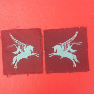 Original Parachute Regiment Airborne Pegasus - Printed Pair Of WW2 Cloth Formation Patches.