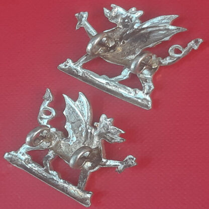 The Brecknockshire Battalion - Officer's White Metal Collar Badges. - Image 2