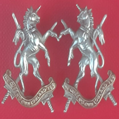 The Queen's Own Lowland Regiment - Bi Metal Collar Badges.