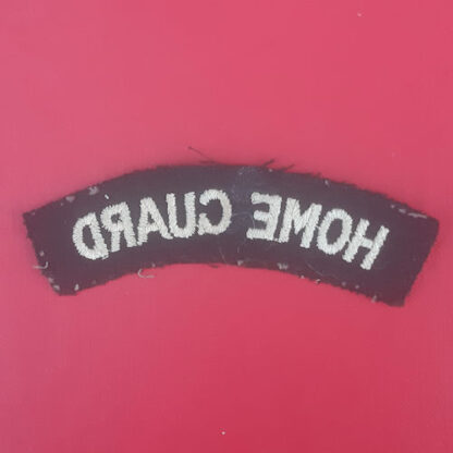 The Home Guard - Whte On Red Cloth Shoulder Title. - Image 2