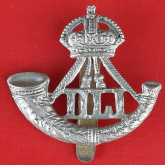 The Durham Light Infantry - King's Crown White Metal Cap Badge.