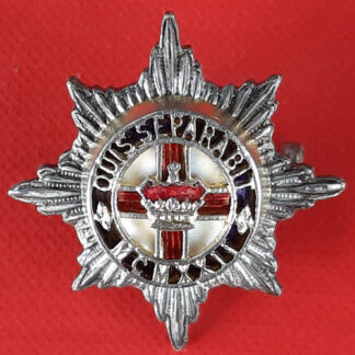 The 4th /7th Dragoon Guards - Officer's Silver Plate & Enamelled Cap Badge.