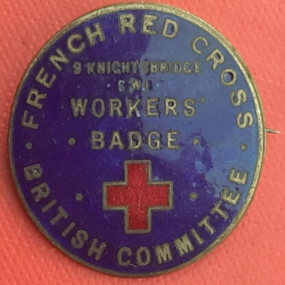 French Red Cross British Committee Workers Badge - Pin Back Enamelled Badge.