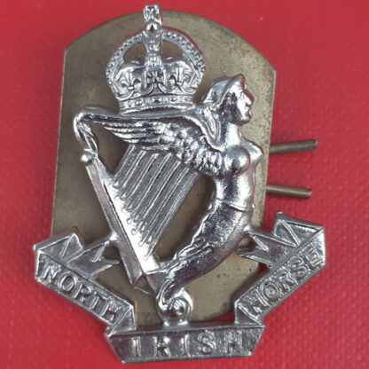 The North Irish Horse - King's Crown White Metal Collar Badge.