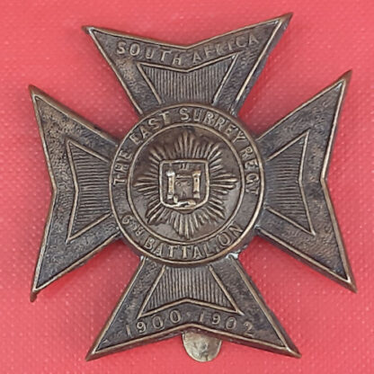 6th Battalion The East Surrey Regiment - Blackened Brass Cap Badge.