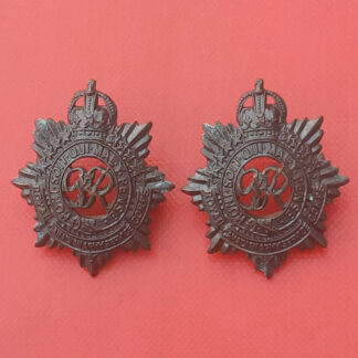 (Canada) The Royal Canadian Army Service Corps - King's Crown Officer's Bronzed Collar Badges.