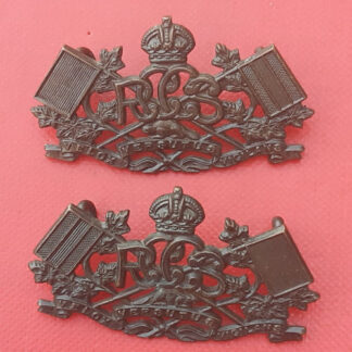 (Canada) The Royal Canadian Corps Of Signals - King's Crown Bronzed Collar Badges.