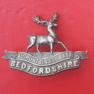 4th (Hunts) Volunteer Battalion The Bedfordhire Regiment - White Metal Collar Badge.