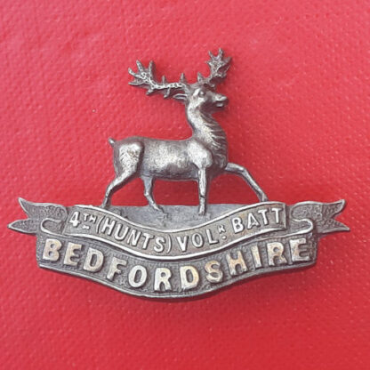 4th (Hunts) Volunteer Battalion The Bedfordhire Regiment - White Metal Collar Badge.