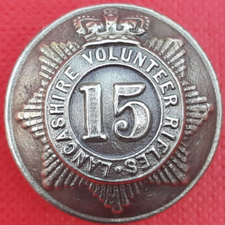 15th Lancashire Volunteer Rifles - Queen Victoria's Crown 24mm White Metal Button.