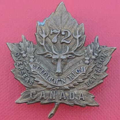 (Canada) 72nd Infantry Battalion Seaforth Highlanders - Gilding Metal Collar Badge.