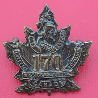 (Canada) 170th Infantry Battalion Mississauga Horse - Gilding Metal Collar Badge.