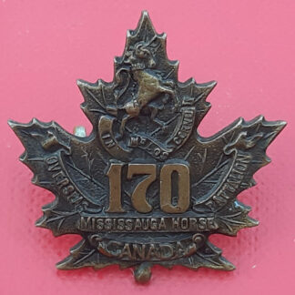 (Canada) 170th Infantry Battalion Mississauga Horse - Gilding Metal Collar Badge.