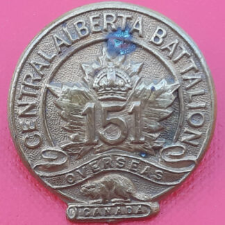 (Canada) 151st Infantry Battalion Central Alberta - King's Crown Gilding Metal Collar Badge.