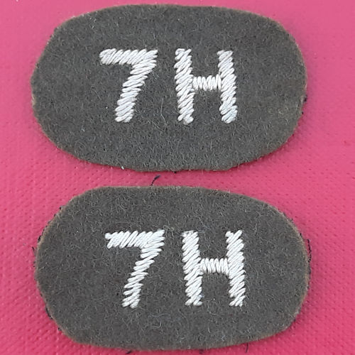 The 7th Hussars - Woven Cloth Shoulder Titles.