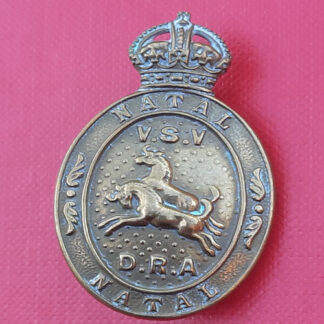 (South Africa) Natal Defence Force - King's Crown Gilding Metal Cap Badge.