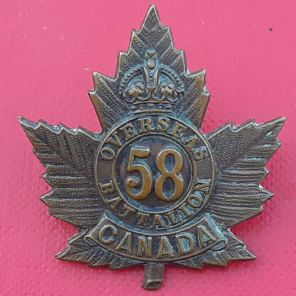 (Canada) The 58th Infantry Battalion (Central Ontario) - Gilding Metal Cap Badge.