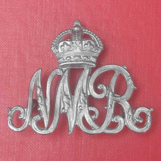 (South Africa) Natal Mounted Rifles - King's Crown White Metal Cap Badge.