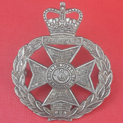 The Royal Green Jackets - Queen's Crown Silver Plate Cap Badge.