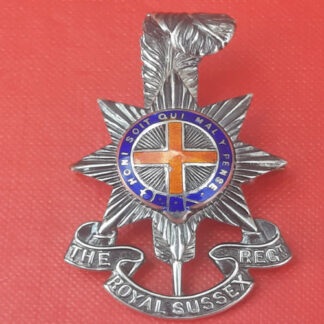 The Royal Sussex Regiment - Officer's Silver & Enamelled Cap Badge.
