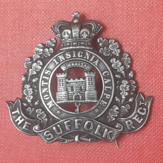 The Suffolk Regiment - Queen Victoria's Crown Hallmarked Silver Cap Badge.