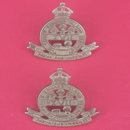(Canada) The Prince Edward Island Regiment - King's Crown Gilding Metal Collar Badges.