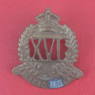 (New Zealand) 16th New Zealand Infantry Reinforcement - King's Crown Gilding Metal Collar Badge.