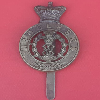 The Middlesex Regiment - Queen Victoria's Crown Gilding Metal Glengarry Badge.