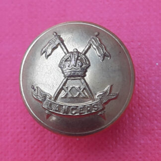 (India) 20th Lancers - King's Crown 19mm Brass Metal Button.