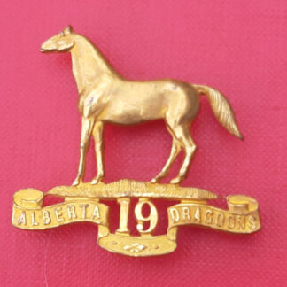 (Canada) 19th Alberta Dragoons - Officer's Gilt Cap Badge.