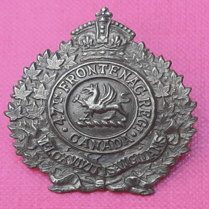 (Canada) 47th Frontenac Regiment (Militia) - Gilding Metal Cap Badge.