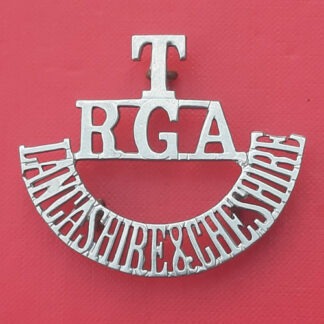 Royal Garrison Artillery Lancashire & Cheshire Territorials - White Metal Shoulder Title.