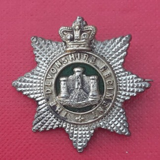 The Devonshire Regiment - Queen Victoria's Crown Officer's Silver Gilt & Enamelled Pin Backed Collar Badge.