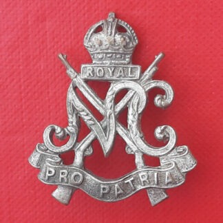 (South Africa) The Royal Natal Carabiniers - King's Crown White Metal Collar Badge.