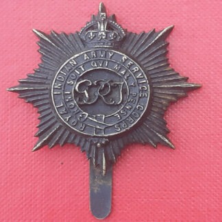 (India) The Royal Indian Army Service Corps - King's Crown Blackened Brass Cap Badge.