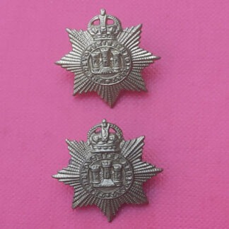 The Devonshire Regiment - King's Crown Gilding Metal Collar Badges.