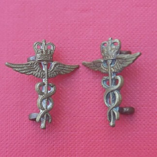 The Royal Air Force Medical Branch - Queen's Crown Gilding Metal Collar Badges.