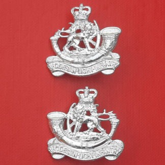 The Rhodesian Light Infantry - Queen's Crown Silver Anodised Collar Badges.