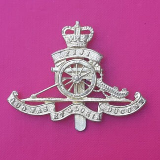 The Royal Fiji Artillery - Queen's Crown Gilding Metal Cap Badge.