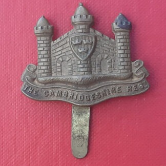 The Cambridgeshire Regiment - WW1 Economy Issue Gilding Metal Cap Badge.