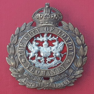 The City Of London Yeomanry - King's Crown Bi Metal Cap Badge.