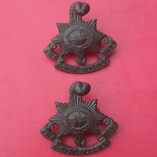 The Royal Sussex Regiment - Officer's Service Dress Bronzed Collar Badges.